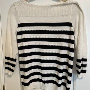 LOFT Black & White Striped Sweater Sz PM